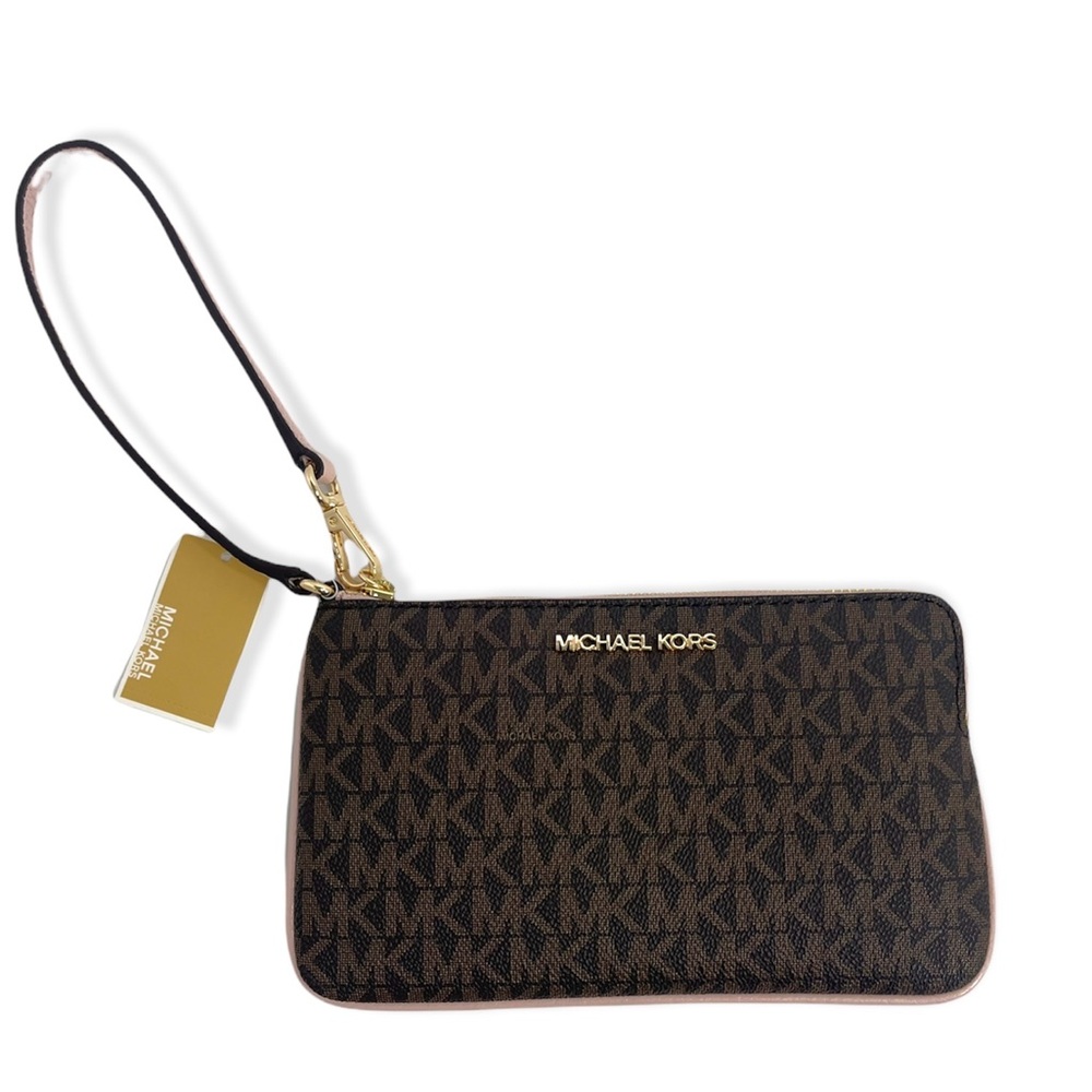 Michael Kors Monogram Brown Wristlet